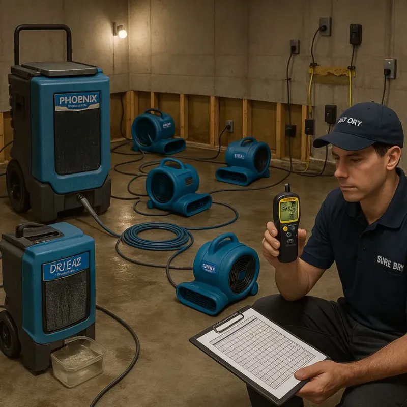 Structural Drying and Dehumidification process in Glassmanor, MD